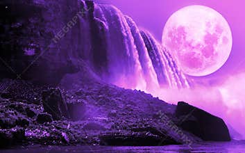 Niagara Falls Under Violet Moon