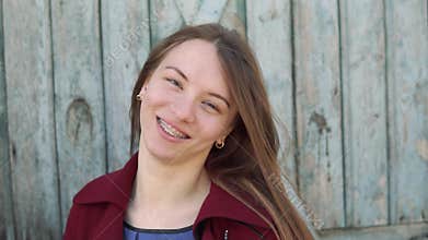Young woman with dental braces