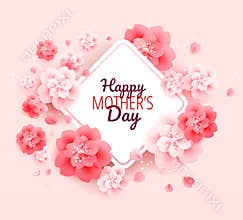 Happy Mothers Day background with flowers - vector illustration