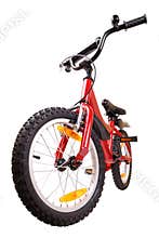 New red bicycle on white