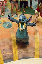 Stitch dancing on board the Disney Magic