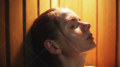 Young girl relaxing in the Russian bath