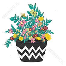 Flower arrangements in a pot