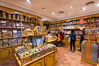 The famous French bakery store La Cure Gourmande in the center of Madrid.
