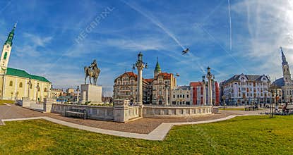 Union Square with historical building, Oradea, Romania