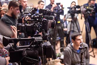 TV cameras at press conference