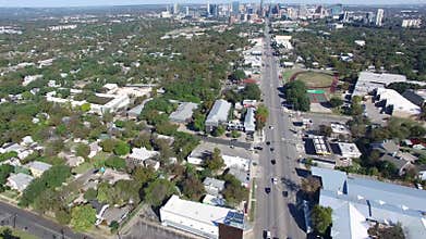 Aerial view of cars in Austin, Texas.