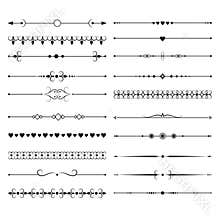 Vintage lines borders with ornate elements. Ornamental dividers vector set