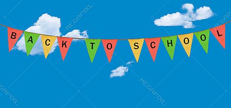 Individual cloth pennants or flags with Back to School