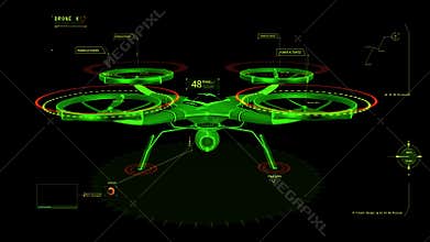 Green HUD 3D Drone Hologram Interface Graphic Element