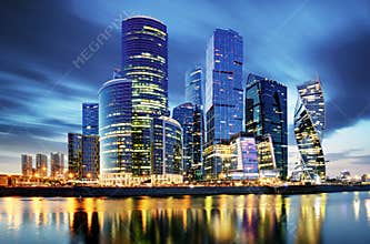 Moscow City skyline . Moscow International Business Centre at ni