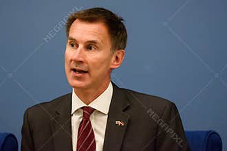 Jeremy Hunt, Minister of Foreign Affairs of United Kingdom arrives to Official State Visit with Edgars Rinkevics, Minister of For