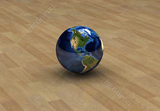America on globe isolated