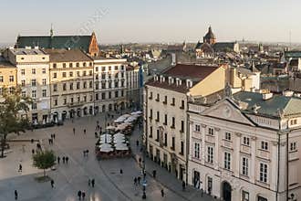Beautiful aerial view of the historic center of Krakow, Poland