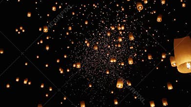 Floating sky lanterns in Chiang Mai ,Thailand.