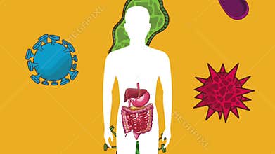 Digestive system with stomach ache HD animation
