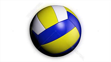 A loop animation of a volleyball ball spinning a white background. Animation of a volleyball ball
