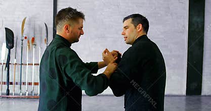 Kung fu fighters practicing martial arts 4k