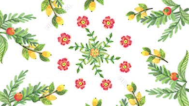 Animation of growing flowers, floral background, blooming flowers, botanical pattern. Decorative transition with growing