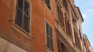 Historical european architecture. Exterior of old residential building in center of Rome, Italy