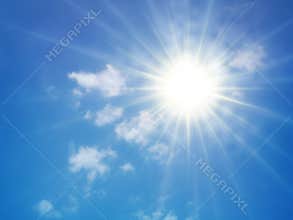 Bright hot sun on summer sky