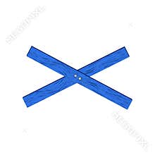 Blue wooden barrier in cross shape