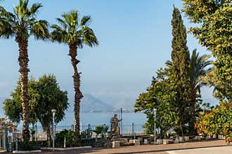 CAPERNAUM, ISRAEL, March 31 2018: St. Peter`s Monument Capharnaum the town of Jesus.