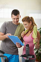 Woman looking at training plan