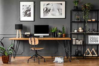 Posters in natural home office