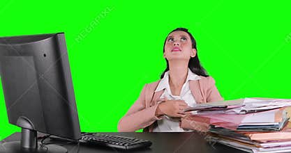 Business woman relaxing on office chair
