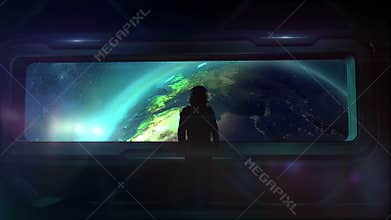 The astronaut returns to earth