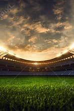 3d render emptry stadium evening