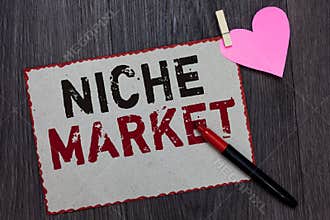 Text sign showing Niche Market. Conceptual photo Subset of the market on which specific product is focused White page red borders