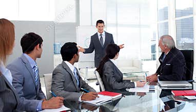 Confident businessman giving a presentation