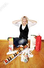 woman with stress on christmas