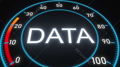 Data futuristic meter or indicator. Conceptual 3D animation