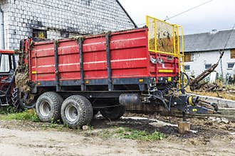 Agricultural machinery on a dairy farm.