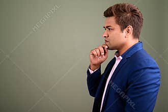 Profile view of Indian businessman thinking and planning