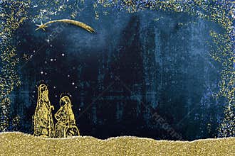 Christmas religious greeting card, Creche