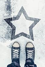 Skilled and talented person on the road with star sign