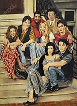 Cast of TV Show `Friends` with Frida Kahlo and Diego Rivera