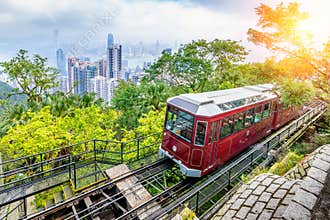 View of Victoria Peak Tram in Hong Kong
