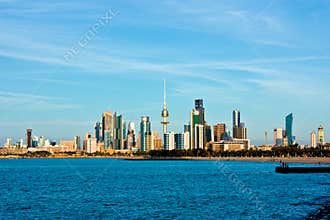 Kuwait skyline and harbor