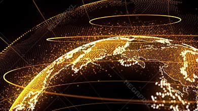 World map point, line composition global network connection