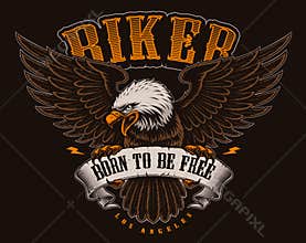 Vector illustration of American Eagle with ribbon