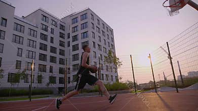 Man practice basketball scored ball to hoop
