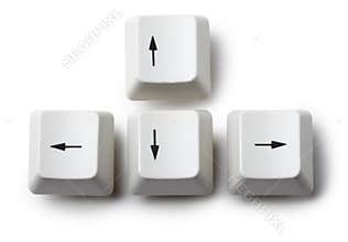 Four keyboard arrow keys on white background