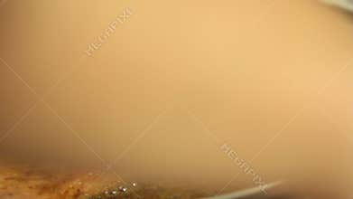 Woman cooking salmon fish at home set