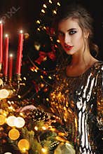 Charming woman in evening dress