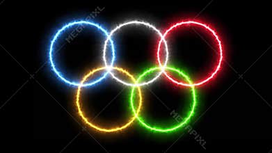 4k Olympic Games Background With Burning Rings